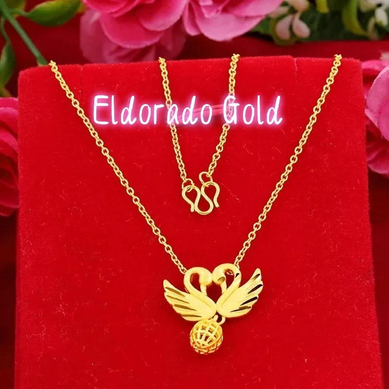 

Ожерелье Eldorado Gold 2025 из высококачественного золота 750 пробы (18 карат), с двойным лебедем, с цепочкой, элитное ювелирное украшение