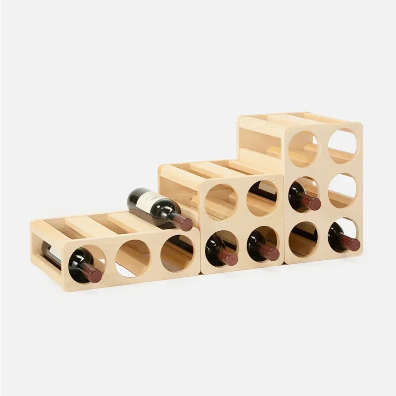 

Creative red wine bottle rack Solid Wood Multi Layers Bottles Storage Holder