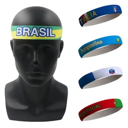 World Football Fans Brazil Spain France Portugal Flexible Headband Outdoor Sports Headwear Men Women Running Cycling Sweatband