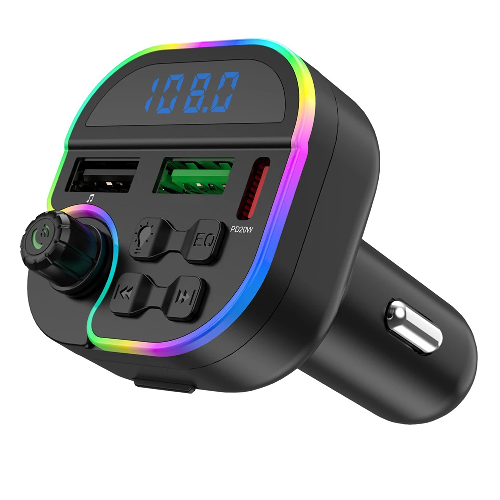 Car MP3 Player Fm Transmitter Wireless Bluetooth5.3 Noise Reduction Audio Receiver Car Kit Handfree Dual USB Fast Charger