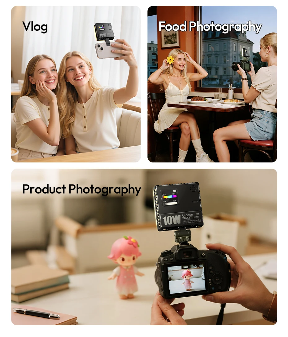 Ulanzi C10RGB Pocket Power 10W RGB-Videoleuchte 1800K-9000K Bi-Color-LED-Licht für Telefonkamera Stativ Video Vlog Fotografie – Detail 12