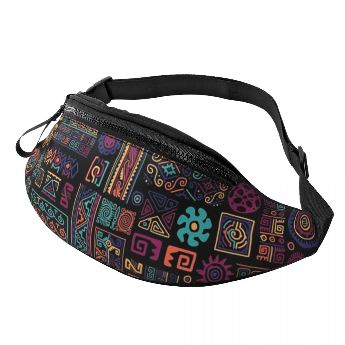 Fajne afrykańskie etniczne Tribal artystyczny wzór piterek mężczyźni kobiety afryka Ankara z nadrukiem Crossbody talii torba na rowerze telefon saszetka na pieniądze