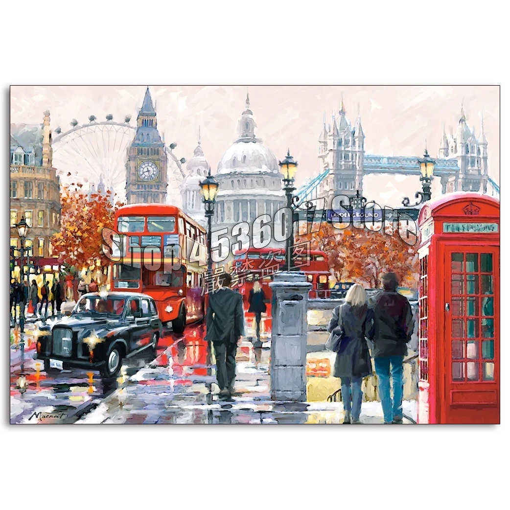 

London streetscape Art 5D DIY Diamond Painting by numbers Full Embroidery Mosaic cross stitch kit Home decor pintura de diamante