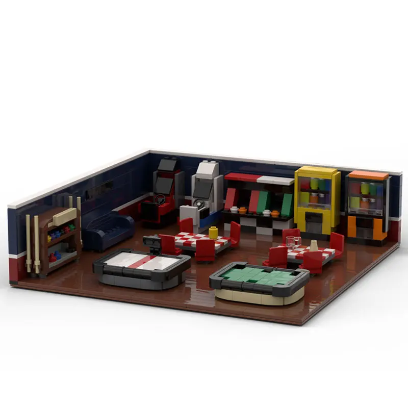 

MOC Creative Street Scene Billiards Hall Small Particle Building Block Mini Indoor Scene Toy Ornament 785pcs