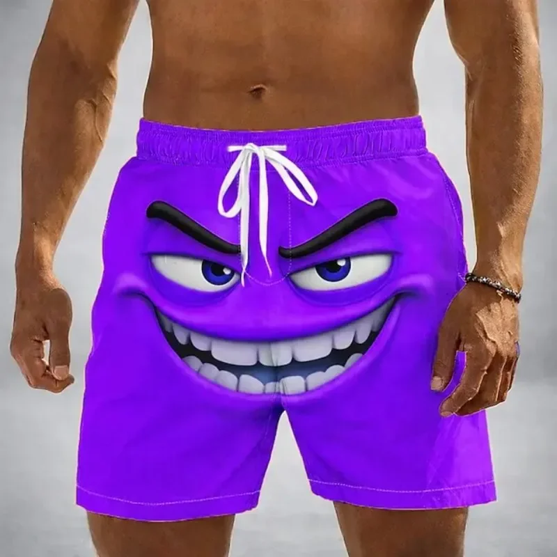 Summer new 3D cartoon smiley face visual illusion swimming trunks, swimming shorts, vacation beach shortswvz