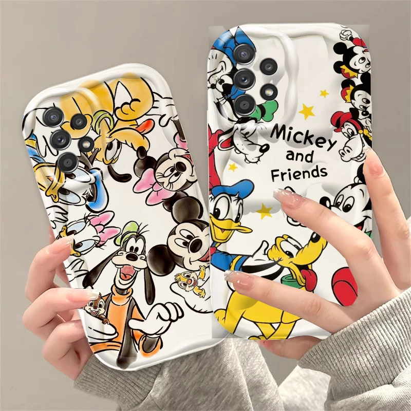 Animation Mickey Minnie Daisy For Samsung A55 A54 A53 A52 A35 A34 A33 A32 A25 A24 A23 A22 A21S A15 5G Wave Oil TPU Phone Case