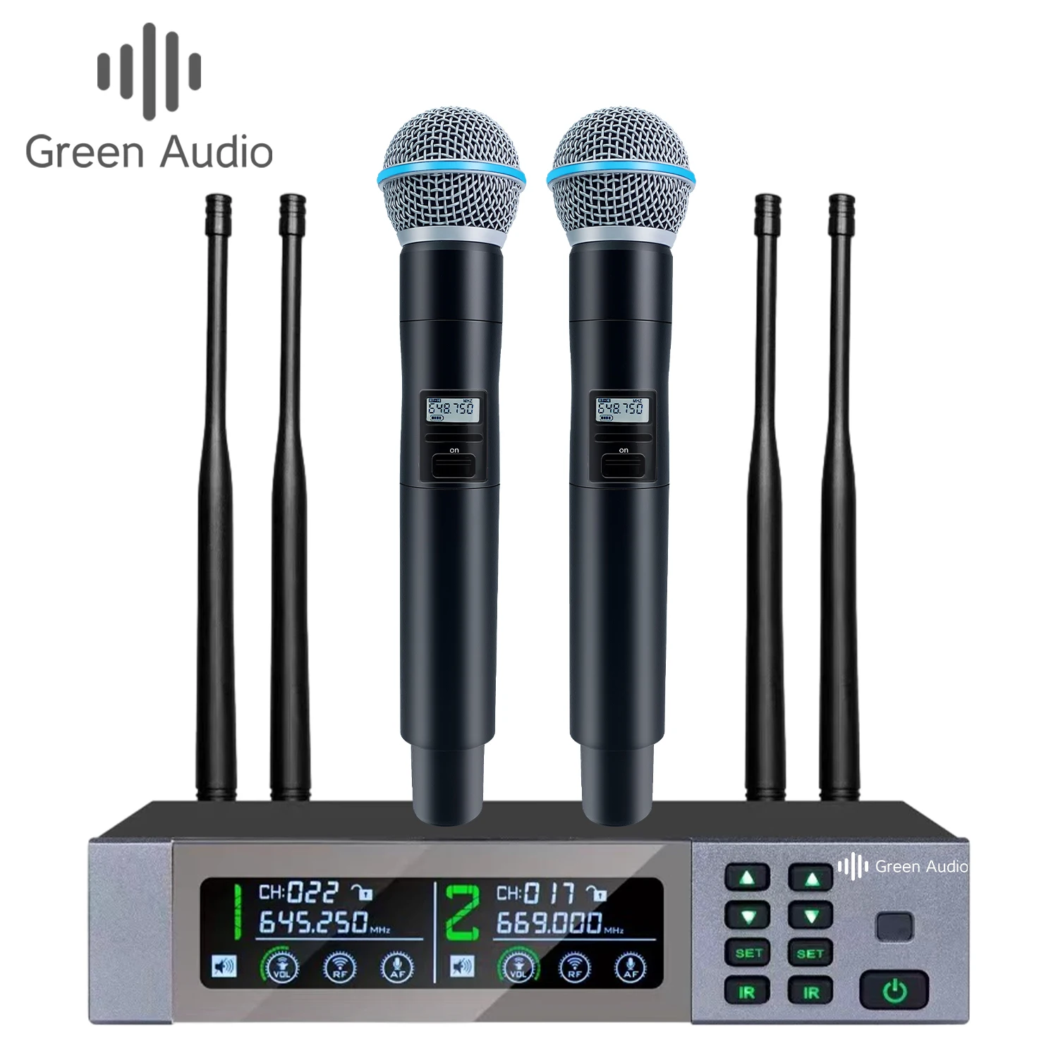 GAW-V1633 High quality 2 channel wireless microphone system for DJ party stage church performance