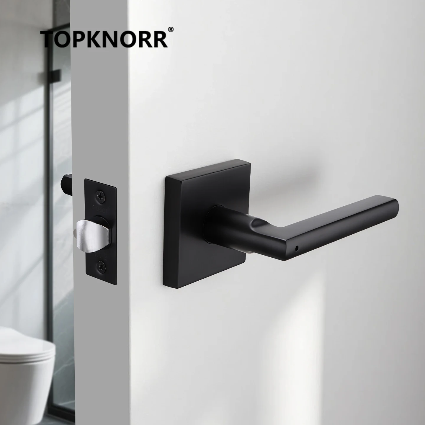 Home Use 304 Stainless Steel Square Handle Door Lock Magnetic Absorption Keyless Indoor Bathroom Silent Door Knob Lock