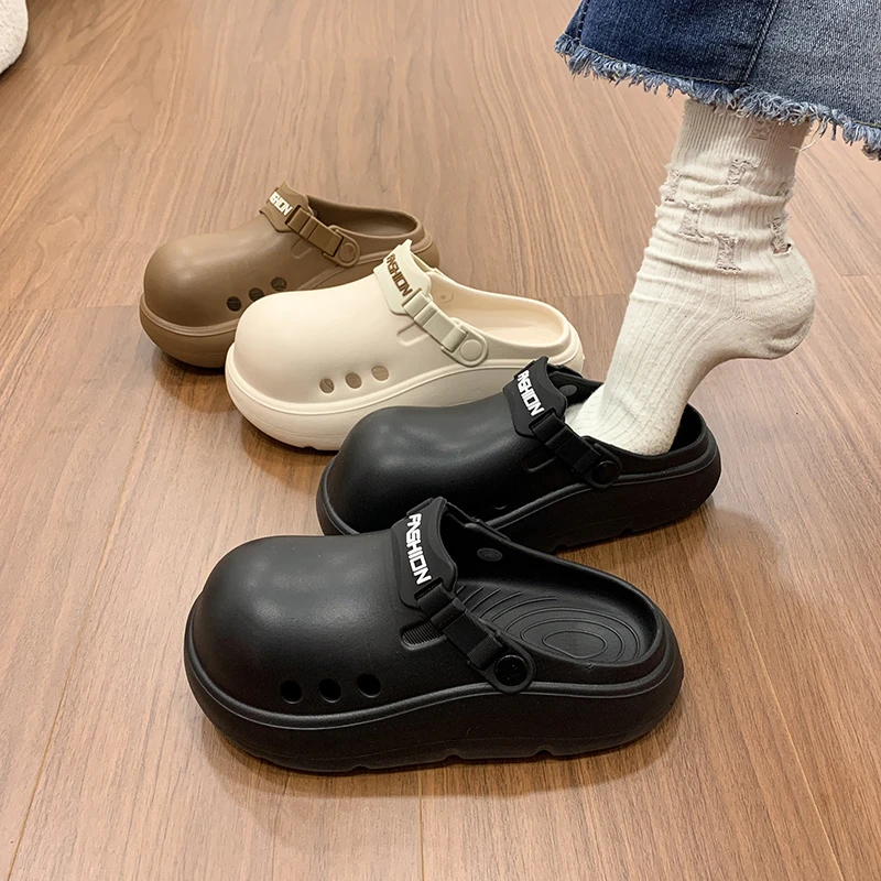 

Женские дизайнерские сандалии-клоги — летняя нескользящая уличная обувь с закрытым носком, пляжные шлепанцы с удобной мягкой и прочной подошвой