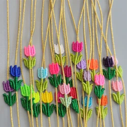 Handwork Hand Knitting Tulips kid's Adjustable lucky Bracelet Braided small flower Women Bestie Charm Simple Friendship gift