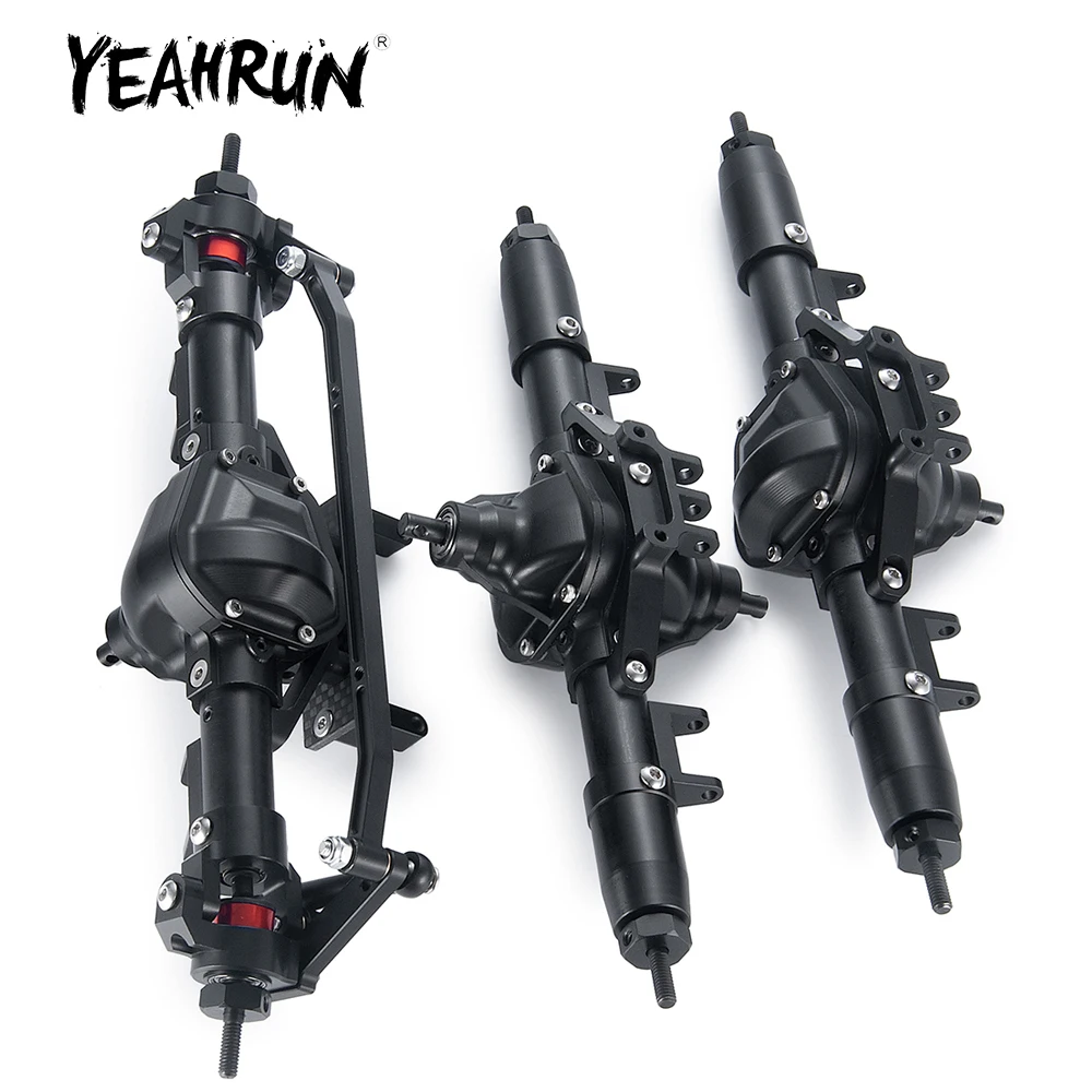 YEAHRUN CNC Metal Front Middle Rear Axle Set with Servo Base for Axial SCX10 1/10 RC Crawler Car Truck Upgrade Parts