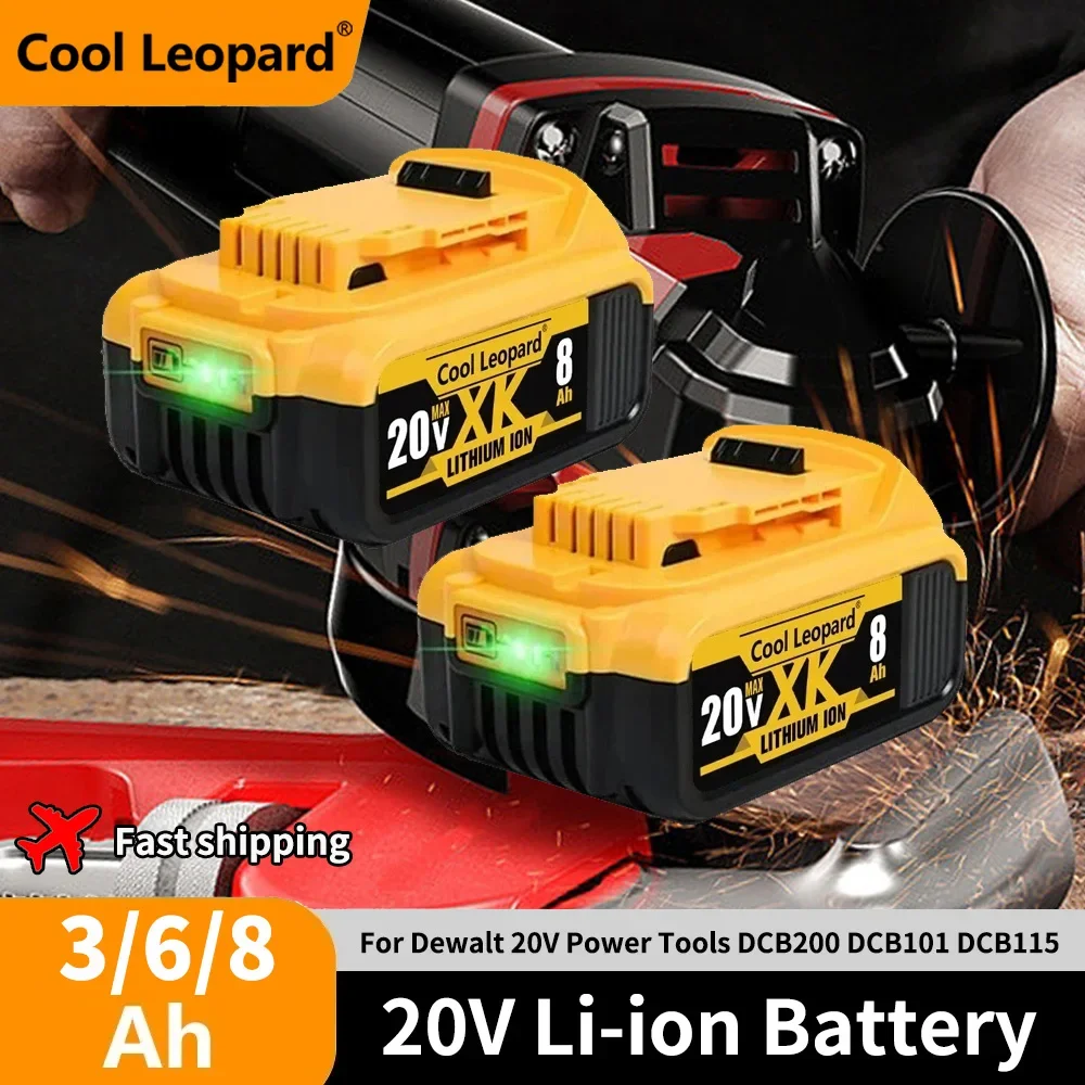 

20V 6000mAh Replacement Li-ion Battery， for DeWalt DCB205 DCB201 DCB203 Power Tool Battery 20 Volt With Charger