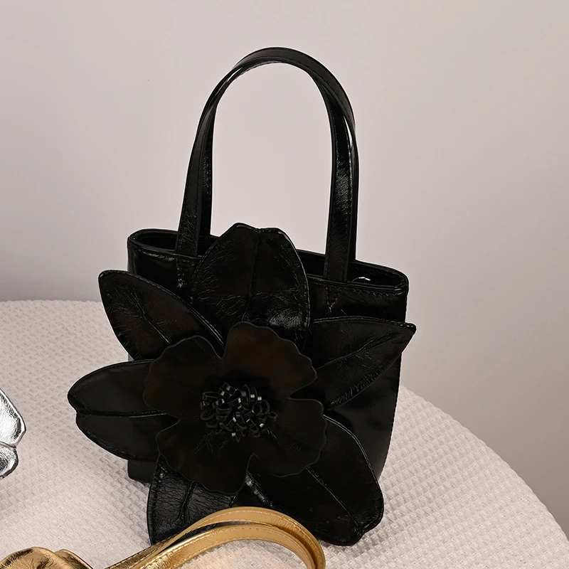 

3D Floral Soft PU Leather Women Bucket Handbag Wedding Purse Dress Party Evening Bridal Clutch Bag