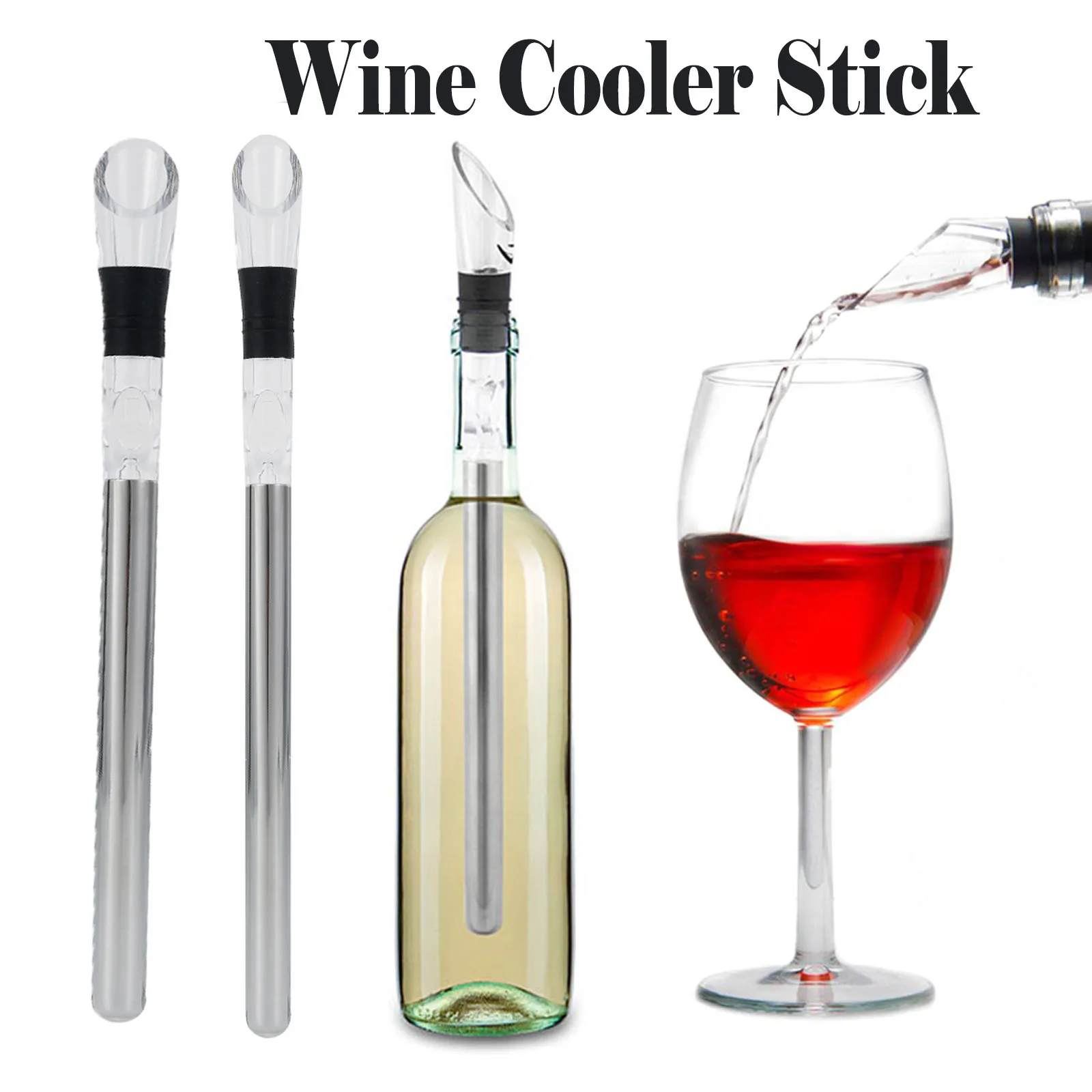 Wine Bottle Cooling Cooler Ice Chill Rod Stick Stainless Steel Aerator Pourer Stopper Beer Beverage Frozen Stick for Bar Tool