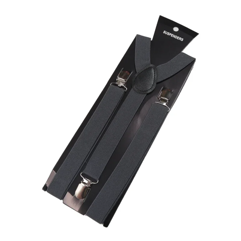 Solid Color PU Leather Suspenders, Adjustable for Men