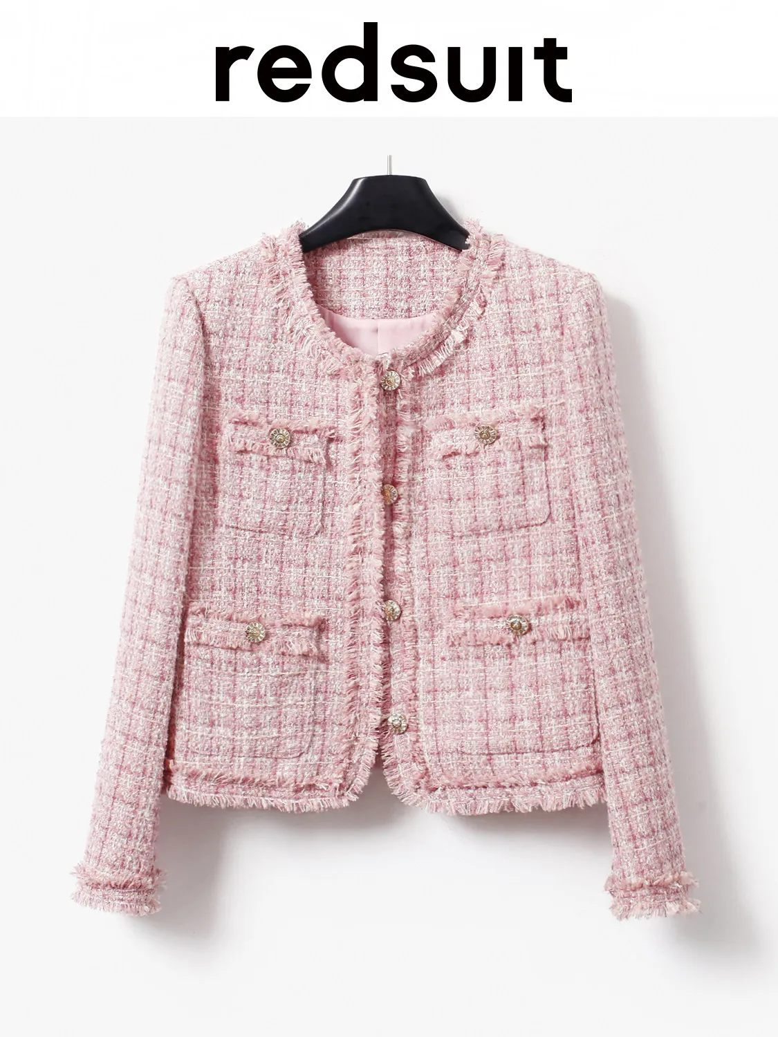 New Floral pink coat with hand brushed edges four pocket checkered top Custom Sizes