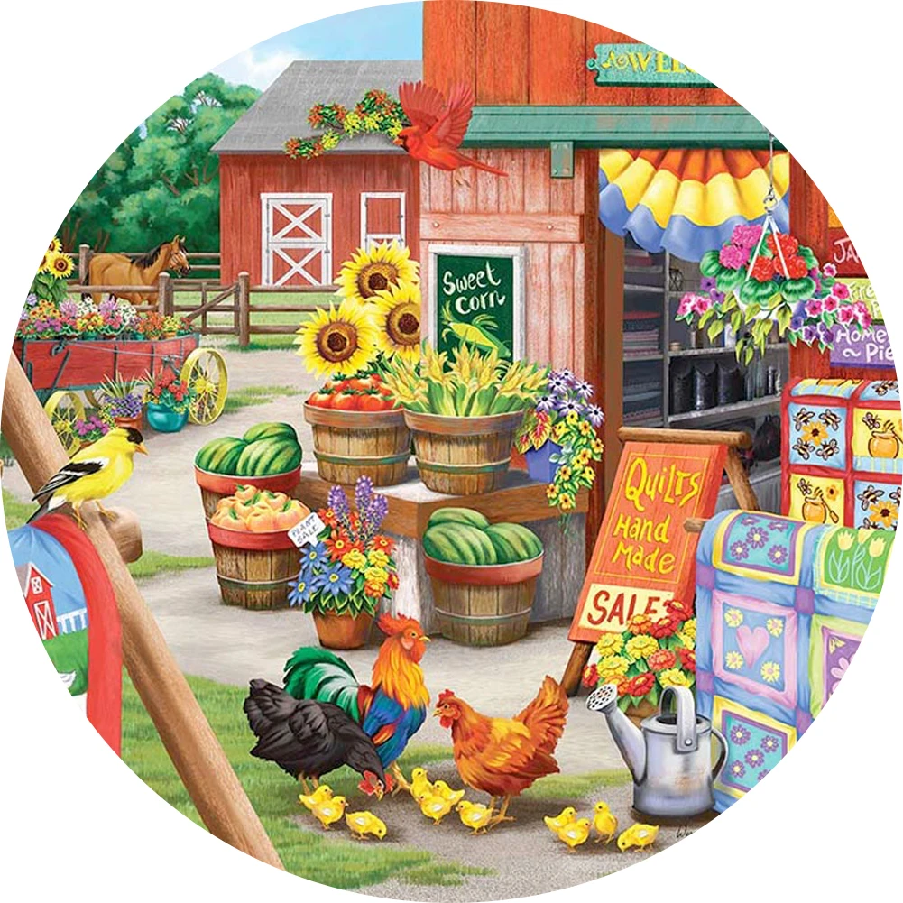 Friedliche Farm Holz puzzle für Erwachsene Holzhandwerk bunte und runde Puzzle Holz Bastel spielzeug für Familien spiele Kind