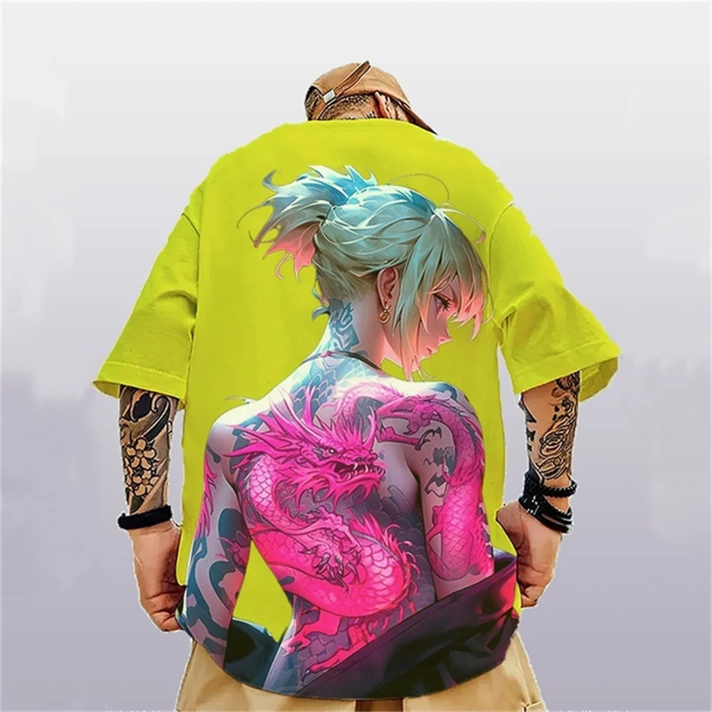 

Men's T-Shirt Street Anime 3d Print T Shirt For Men Short Sleeved High Street Hip Hop Oversize T Shirt Summer Streetwear Top Tee