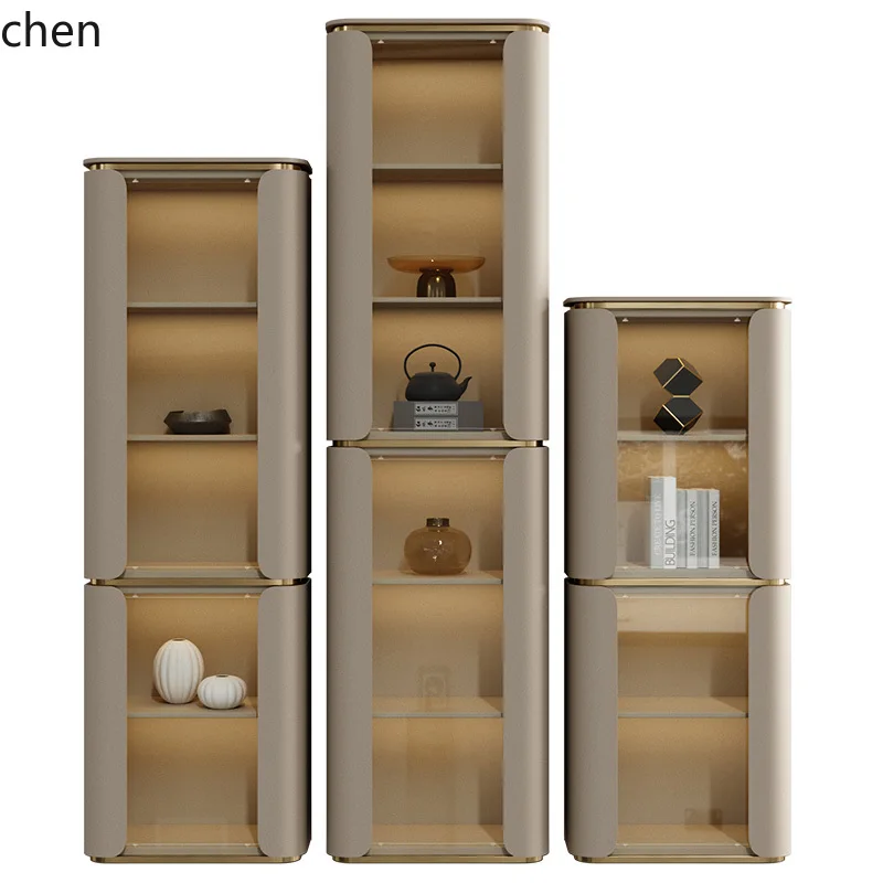 

HTT minimalist wine cabinet villa living room floor-to-ceiling light luxury dining side cabinet simple integration