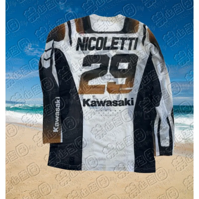 

2025 Kawasaki Motorcycle Racing Team Long Sleeve T-shirt for Men Women Spring Autumn Sports Tee Shirt Children's Clothing Tops