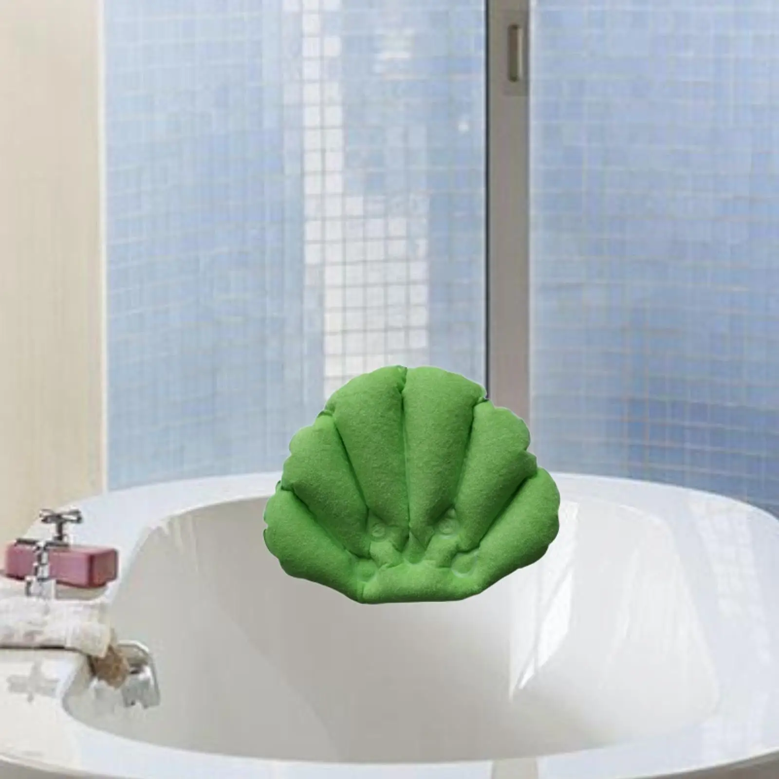 Inflatable Bath Pillow for Bathtub Shell Shape Headrest Bathtub SPA Pillow with Non Slip Suction Cups for Tub Bathtub SPA Home