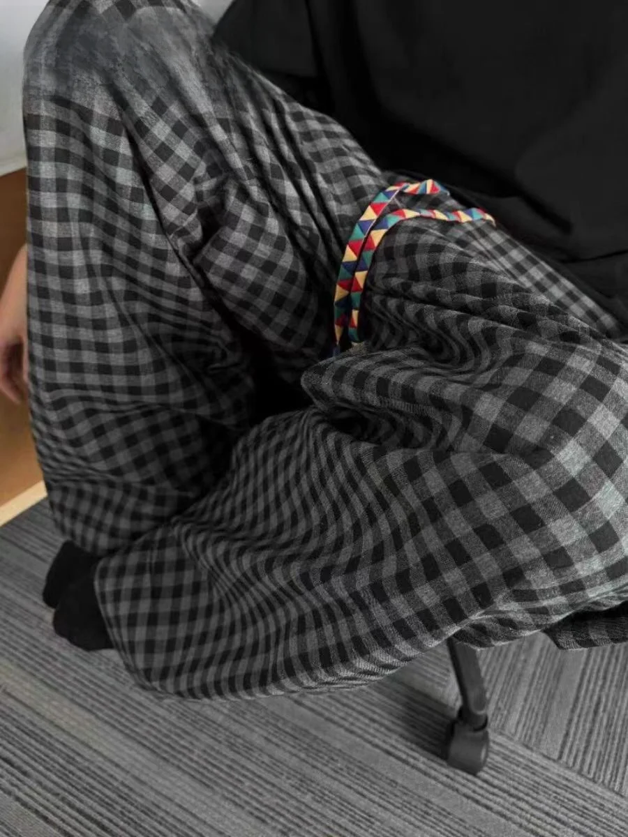 

Ретро американские повседневные брюки в клетку Cleanfit Sa, свободные широкие длинные брюки для мужчин и женщин, весна-осень-зима...