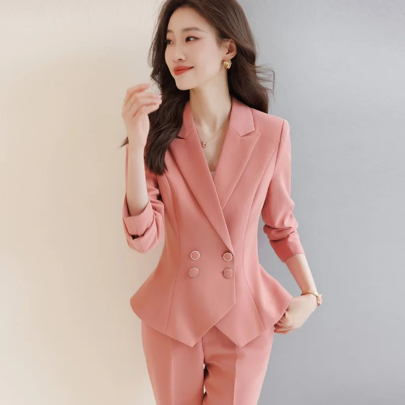 High Sense Fashion Long Sleeve Autumn and Winter Business Wear Women's Suit Temperament Jewelry Hotel Front Desk Manager Work Cl