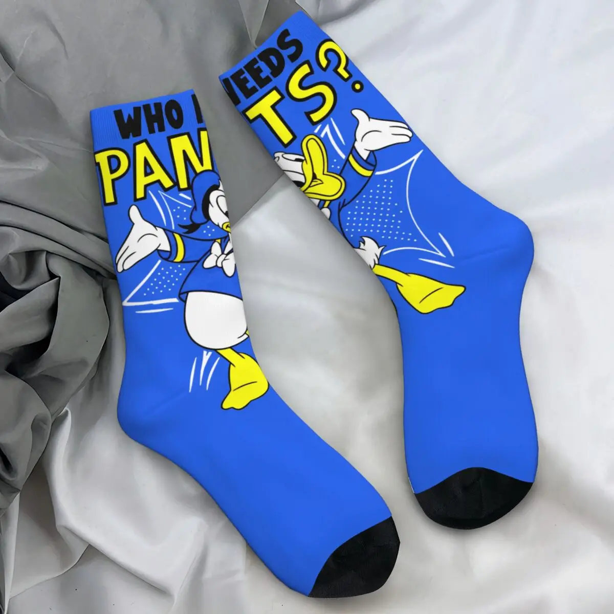 Donald Duck Socks Who Needs Pants Leisure Stockings Men High Quality Outdoor Socks Autumn Graphic Non Skid Socks