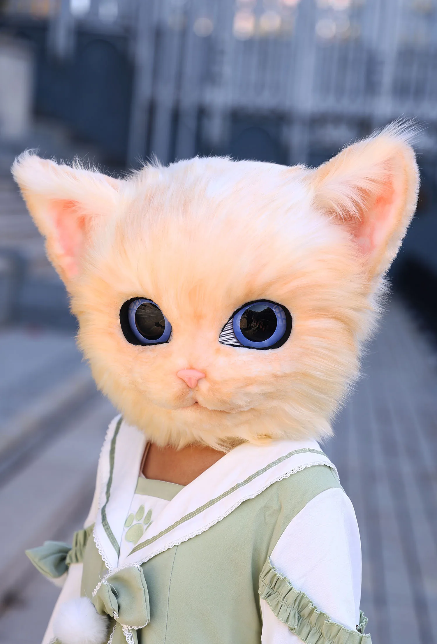 Ręcznie robiona futrzana maska kota Kigurumi Cosplay Anime Perski kot Fursuit Głowa Futrzana maska głowy Kig Halloween Performance Prop Kid Gift