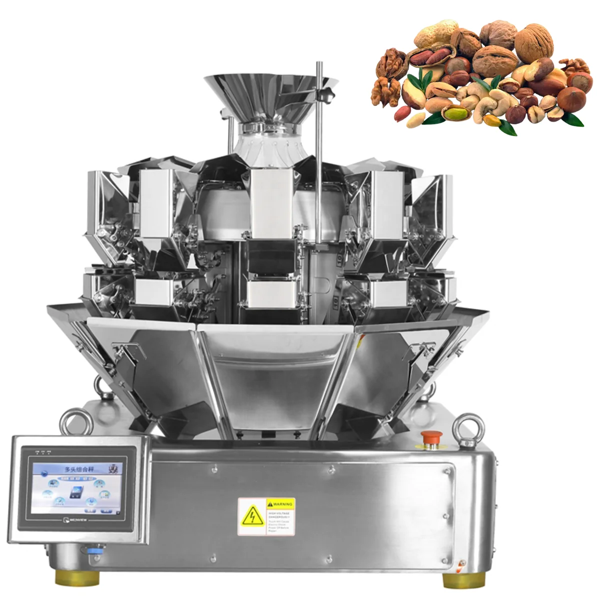 Fully Automatic Salad Weighing Machine 10 14 Mini Multihead Weigher Packing Machine for Nuts Chips Customized
