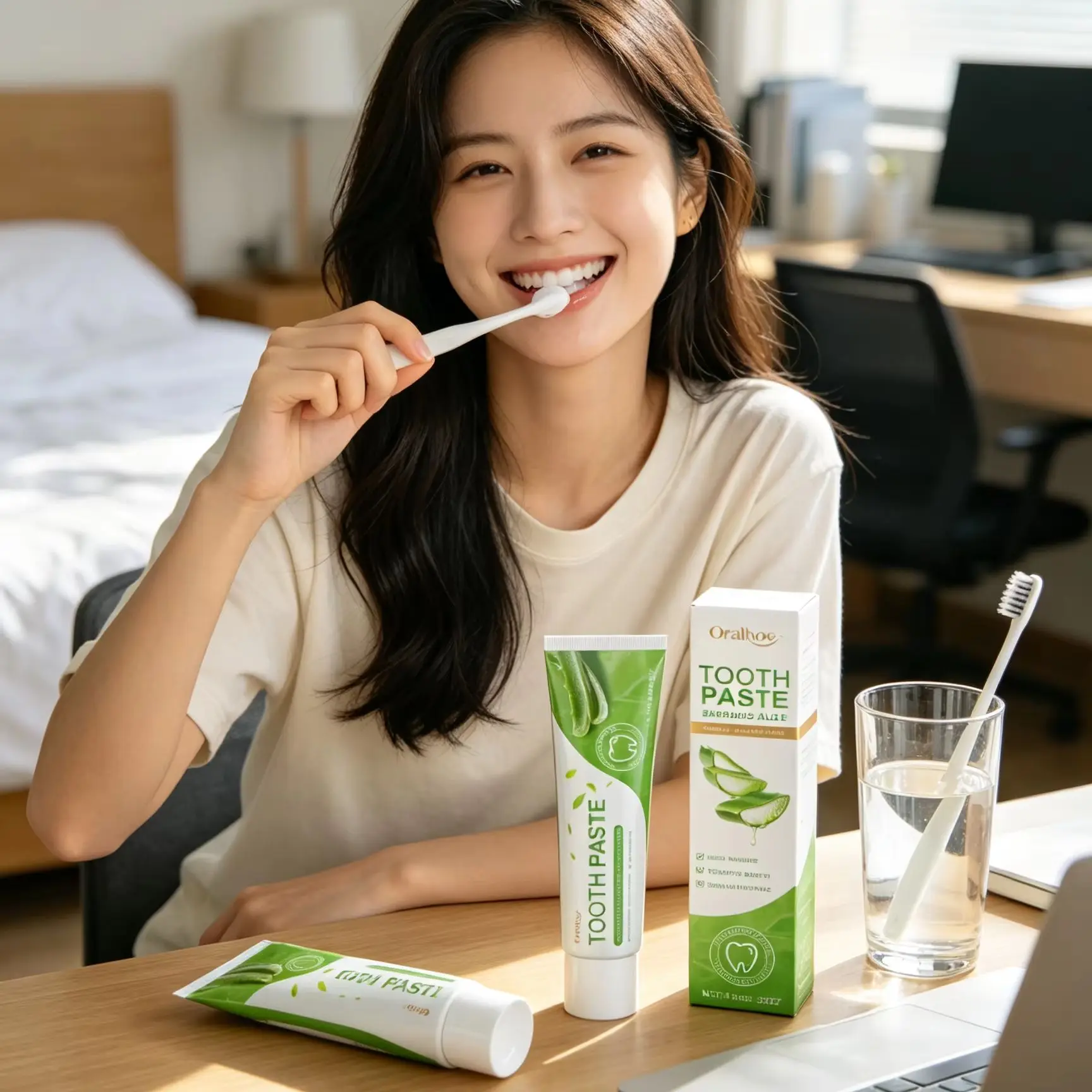Oralhoe Clean Teeth Whitening Toothpaste Plaque Remover Brighten Teeth Stain Remover Dental Care Products Aloe Vera Toothpaste