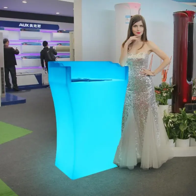 Beauty Salon LED Rechargeable Reception Table Glowing Cash Counter Spa Reception Desk Waterproof Lighted Up Bar Coffee Table