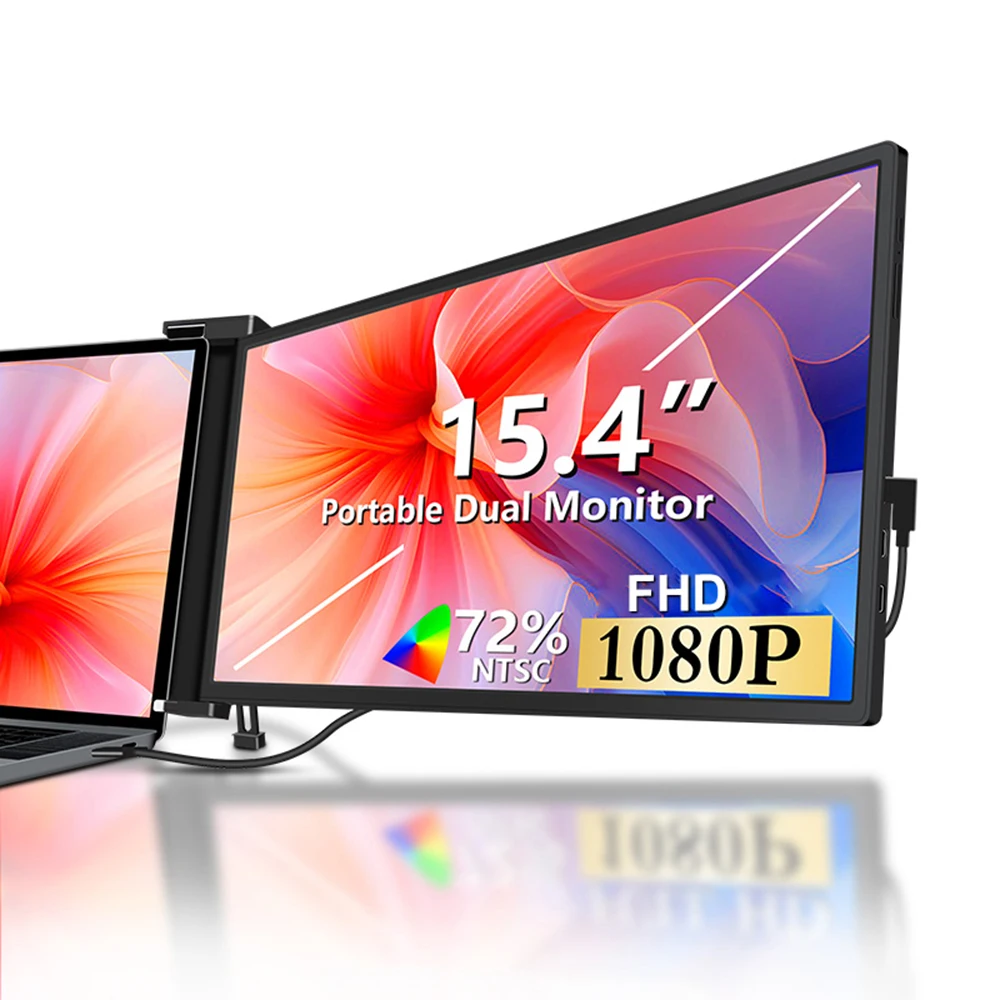 15.4 inches Laptop Expansion Screen Laptop Monitor FHD 1920*1080 IPS Dual-screen Foldable Monitor for 15.6-17.3 inch Laptop 