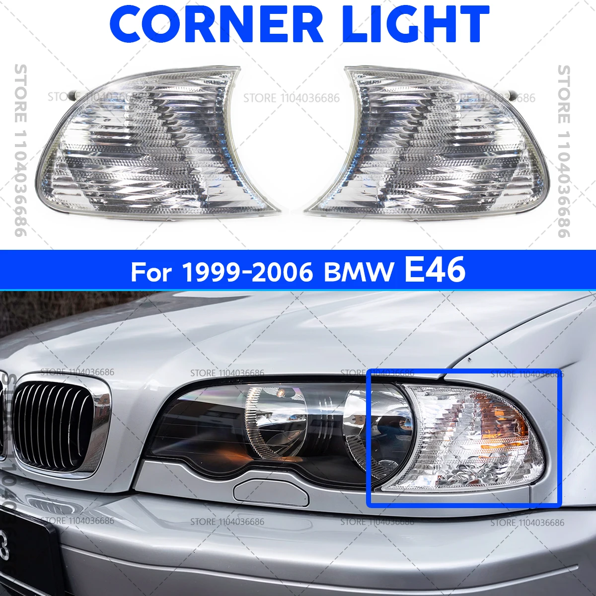 Kierunkowskaz, lampa obrysowa, światło pozycyjne, lampa narożna do BMW 323Ci 325Ci 328Ci 330Ci E46 (1999-2006) 63126904307 63126904308