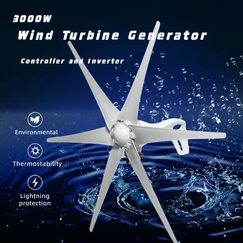 3000W 12V 24V 48V Wind Turbine Generator With 6 Blades 3KW Horizontal Windmill Energy Wind Turbine wiindmill For Homeuse