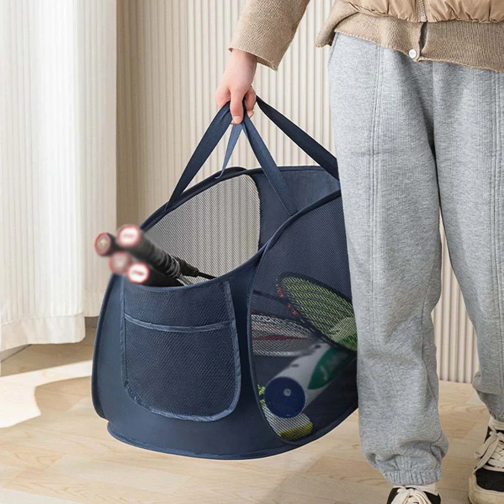 

Horizontal Foldable Laundry Basket Mesh Cloth Breathable Laundrys Hamper Large Capacity Baskets Accessories Rattan basket
