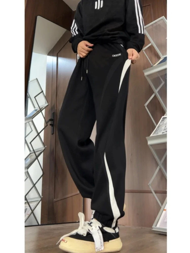 

Молодежные повседневные брюки свободного кроя с прямыми штанинами в американском стиле, широкие брюки для подростков, весенняя новинка