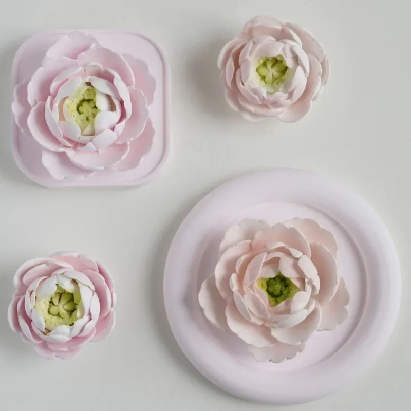 Peônia peônia flor molde de silicone diy casa aromaterapia gesso carro difusor pedra vela artesanal sabão molde