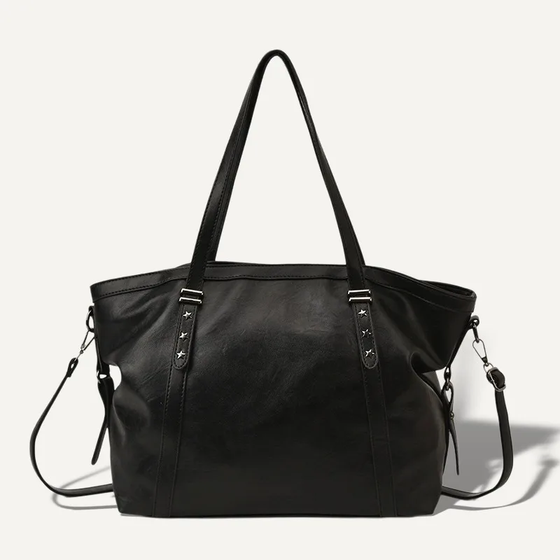 

Женская универсальная сумка-тоут большой вместимости из мягкой кожи на одно плечо в студенческом стиле для повседневных поездок и через плечо двойного назначения