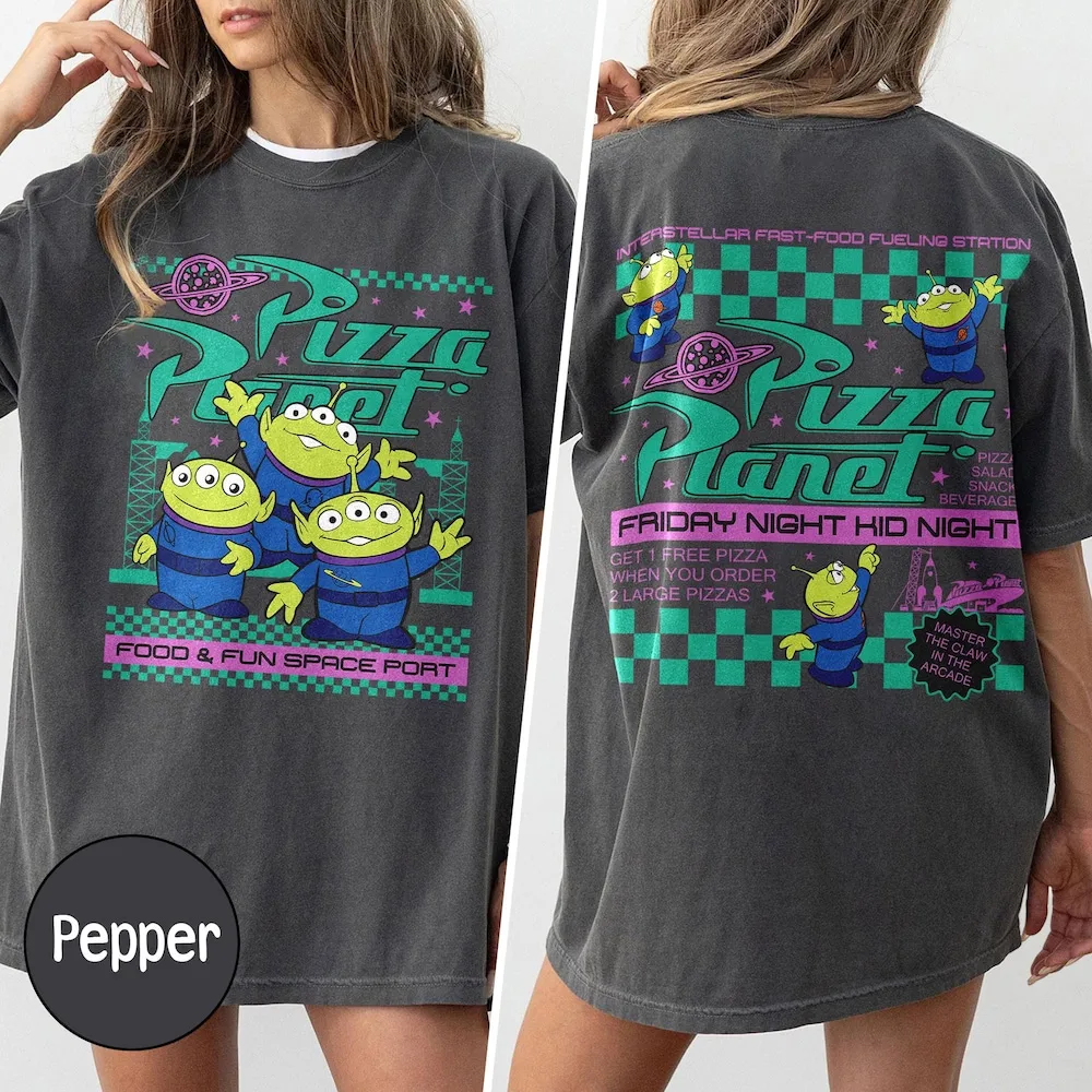 

Comfort Colors Retro Pizza Planet Toy Story Shirt Disney Aliens Shirt Funny Disney Pizza Shirt Toy Story Family Shirt