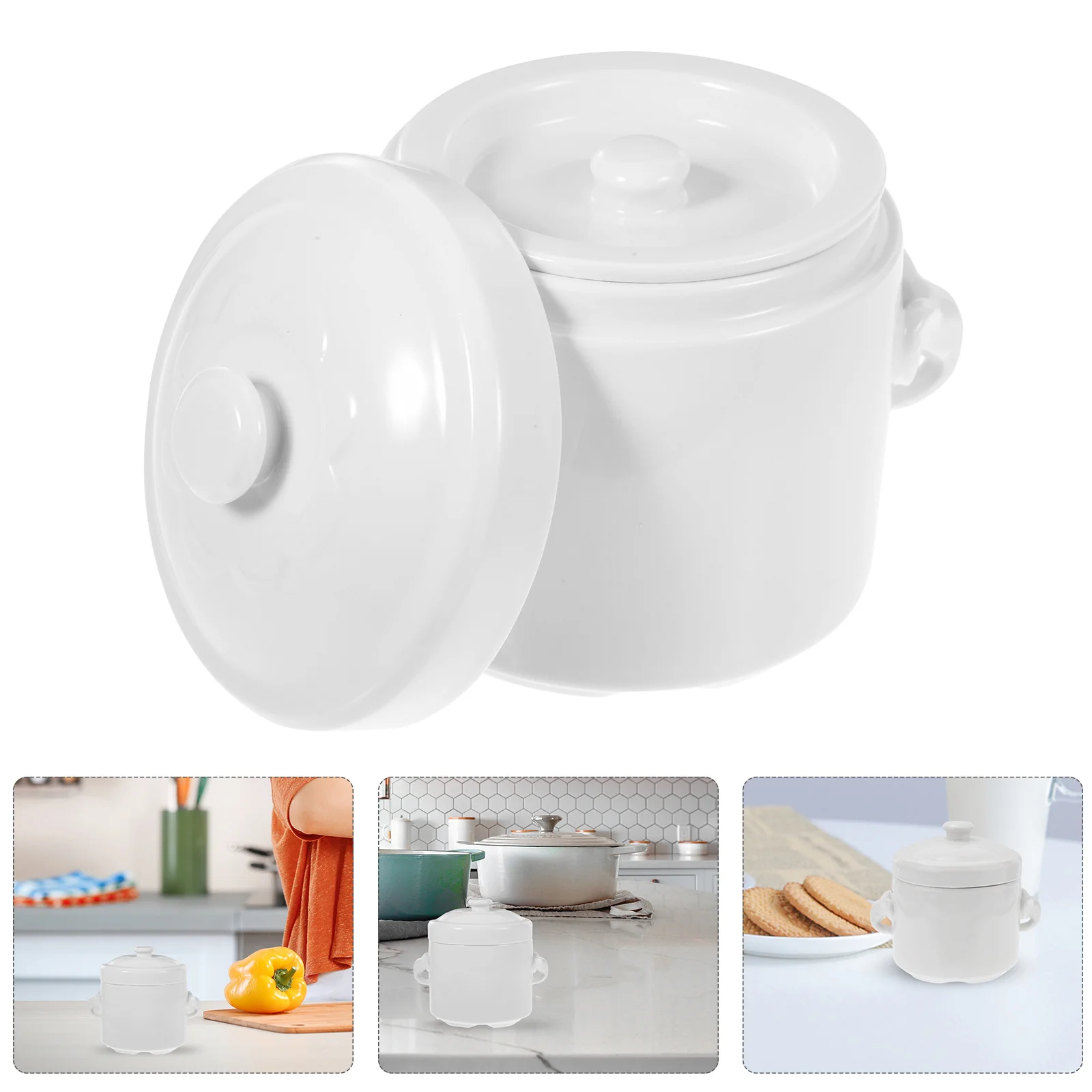 

1Pcs Ceramic Stewing Pot 520ml Heat-Resistant Multi-Function Kitchen Restaurant Camping Use Ceramic Stew Pot