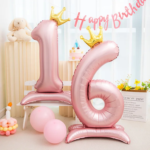 42-calowy dekor koronowy różowy balon z folii aluminiowej cyfrowy balon numeryczny na materiały do ​​dekoracji przyjęcia urodzinowego dziewczyny urodziny Favor