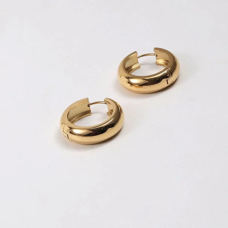Thick huggie hoop earrings for women stainless steel hoop earrings minimalist jewelry waterproof jewelry new