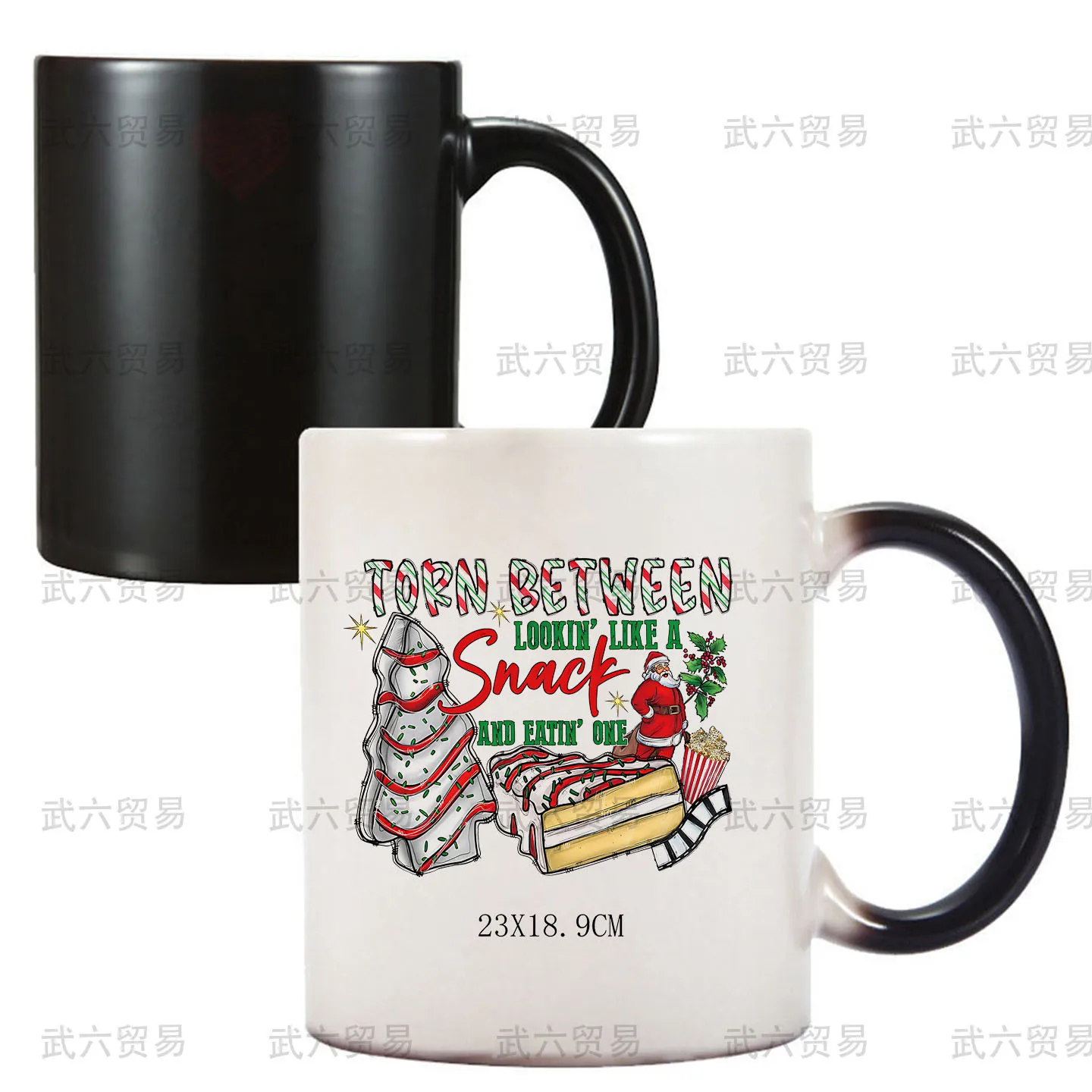 Cross-border hot sale Christmas printed smiley face pattern white ceramic mug coffee cup