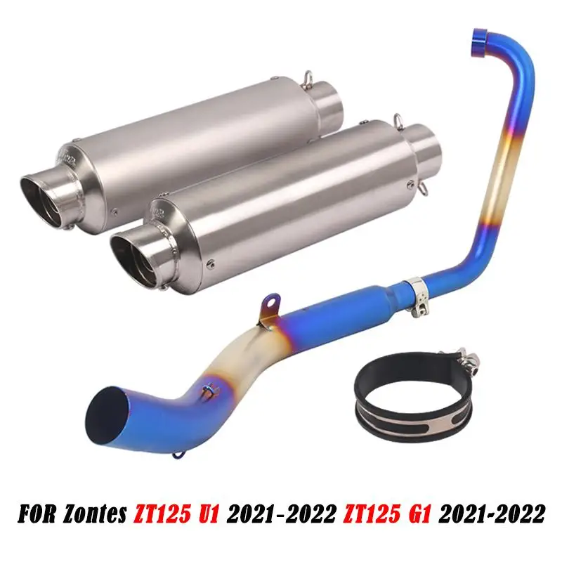 51mm Exhaust Pipe For Zontes ZT125 U1 G1 21-22 Slip On Motorcycle Muffler Front Pipe Connect Tube With DB Killer Stainless Steel