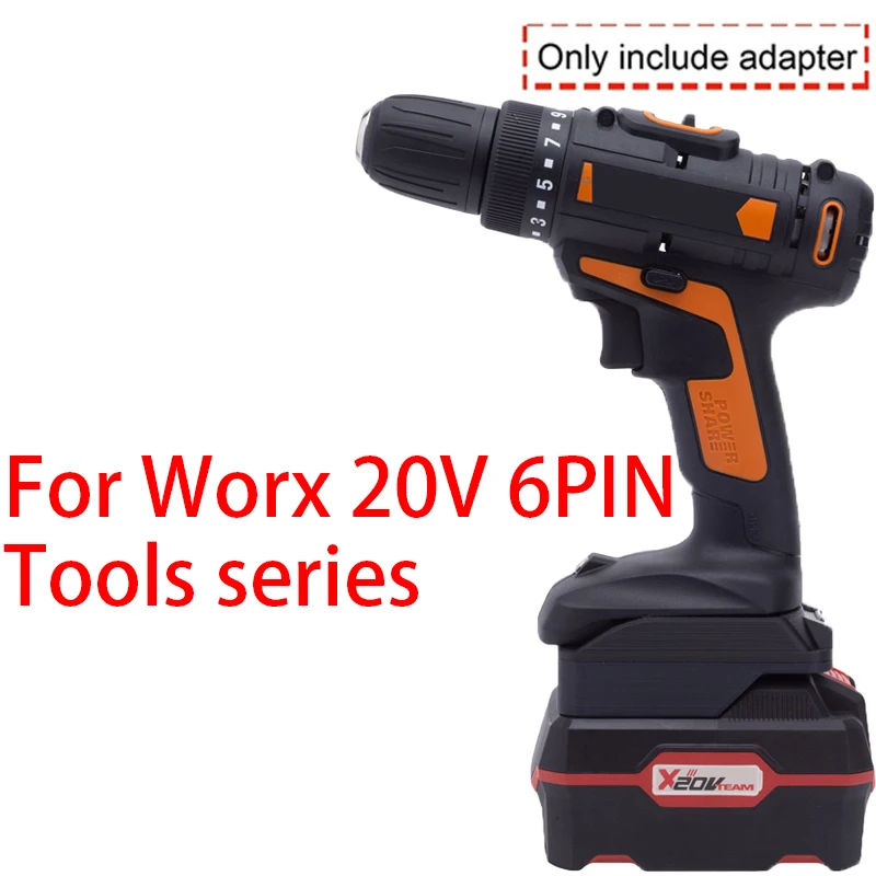 Imagem -03 - Bateria Adaptador para Worx Li-ion Bateria Adaptador Power Tool Acessório 6pin Li-ion Tools Converter para Lidl Parkside X20v