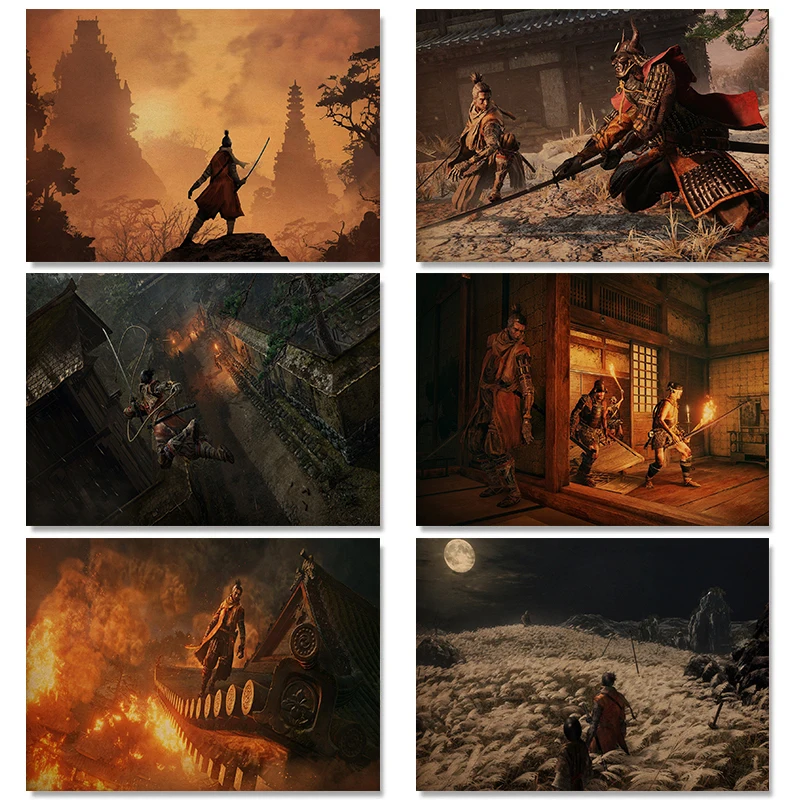 Japanese Popular Video Games Sekiro Shadows Die Twice Posters Samurai Ninja Prints Canvas Painting Wall Pictures Home Room Decor