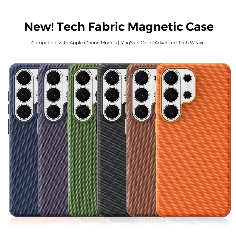 Luxury Techwoven Fabric Case For Samsung Galaxy S26 S25 S24 Ultra For MagSafe Magnetic Soft Anti-Slip Shockproof Armor Cover