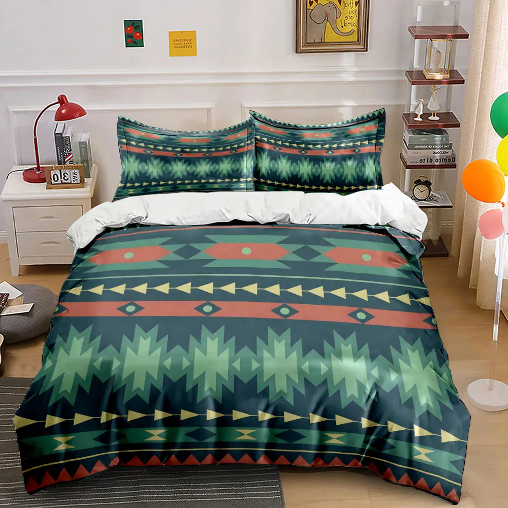 Geometric Tribal Pattern Design Print Soft Comfortable Duvet Cover Bedding Set Included 1*Duvet Cover 2*Pillowcases Luxury Gift