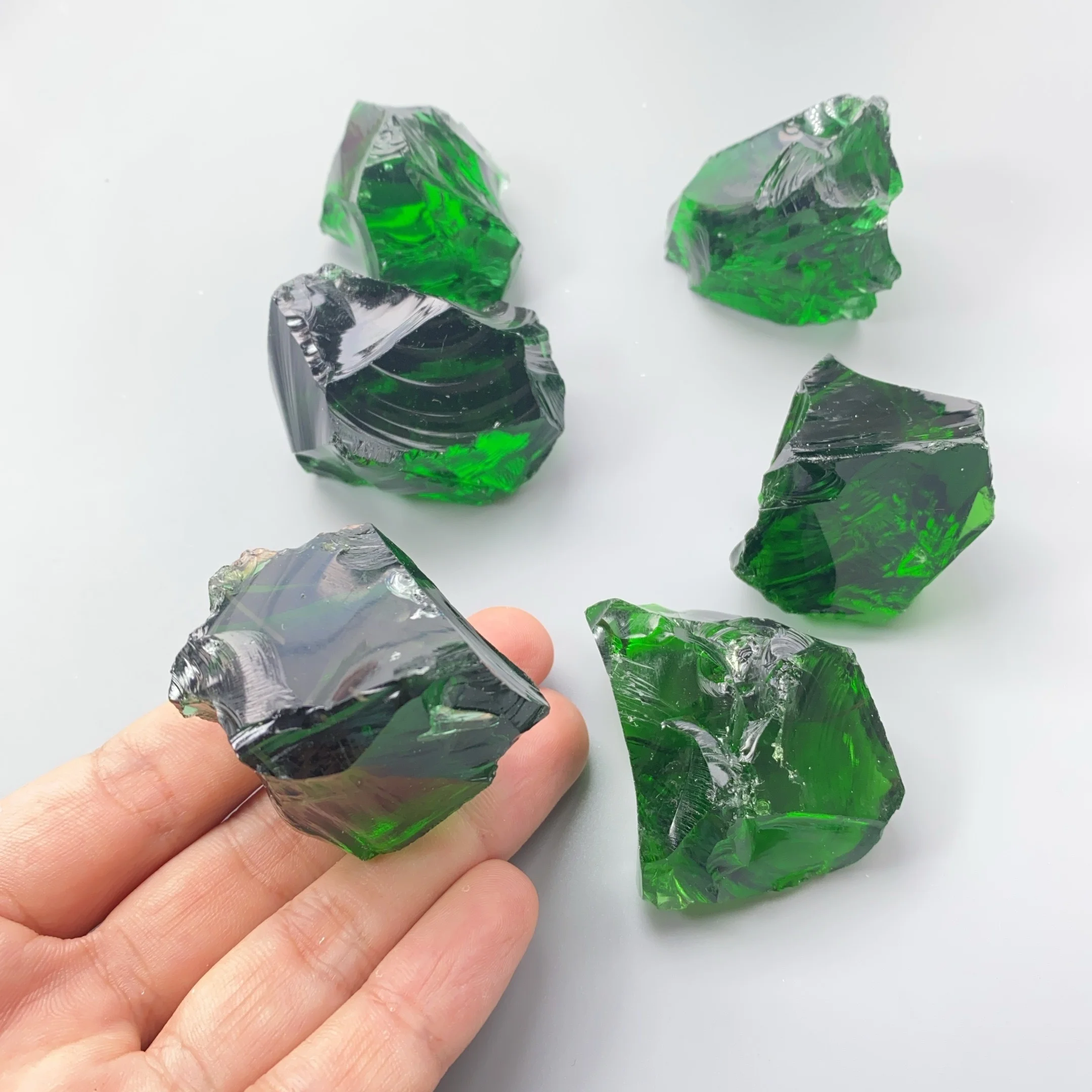 40 جرام/100 جرام/200 جرام حجر أمريكي أندرو عامل خفيف كريستال كوارتز صهر ، زجاج أخضر داكن كريستال اصطناعي حجر عطري